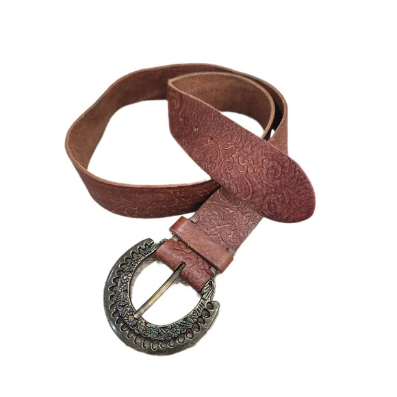 VINTAGE Tooled Leather Belt,Women's Large - Picture 4 of 9